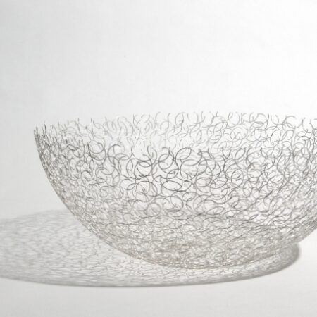 Almost There Bow Bowl made by fusing 0.5mm 930 Argentium silver curls